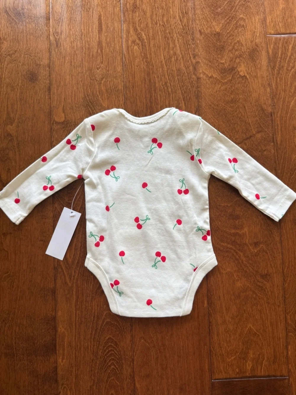 NWT Size 3-6 months Wonder Nation Cream Cherry Print Long-Sleeve One-Piece